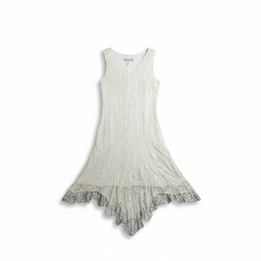 Vintage Seventh Avenue Lacy White Dress | Romantic Era Elegance